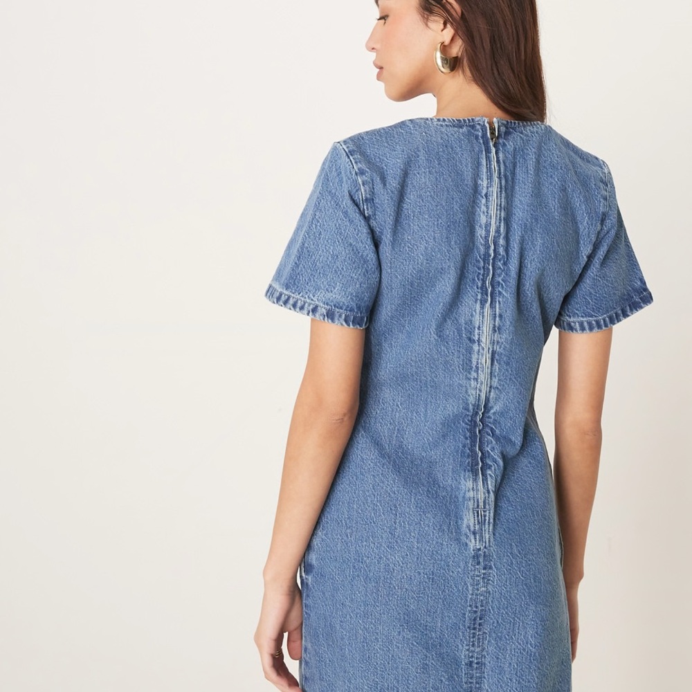 Abercrombie &Fitch Denim Shift Mini Dress Size SP - Picture 2 of 7